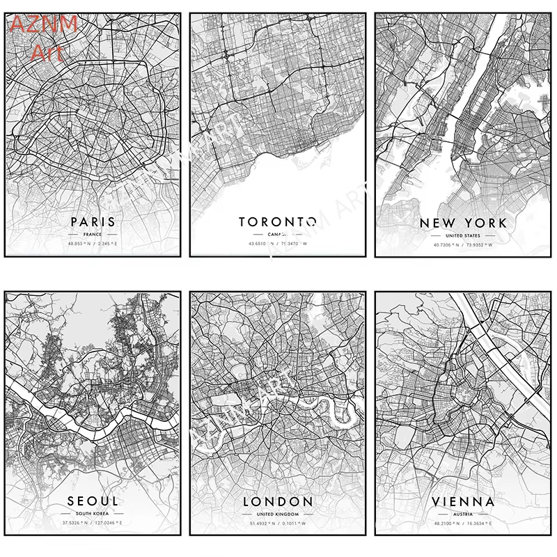Photography Mapped - Mappa della città Opere d'arte Poster