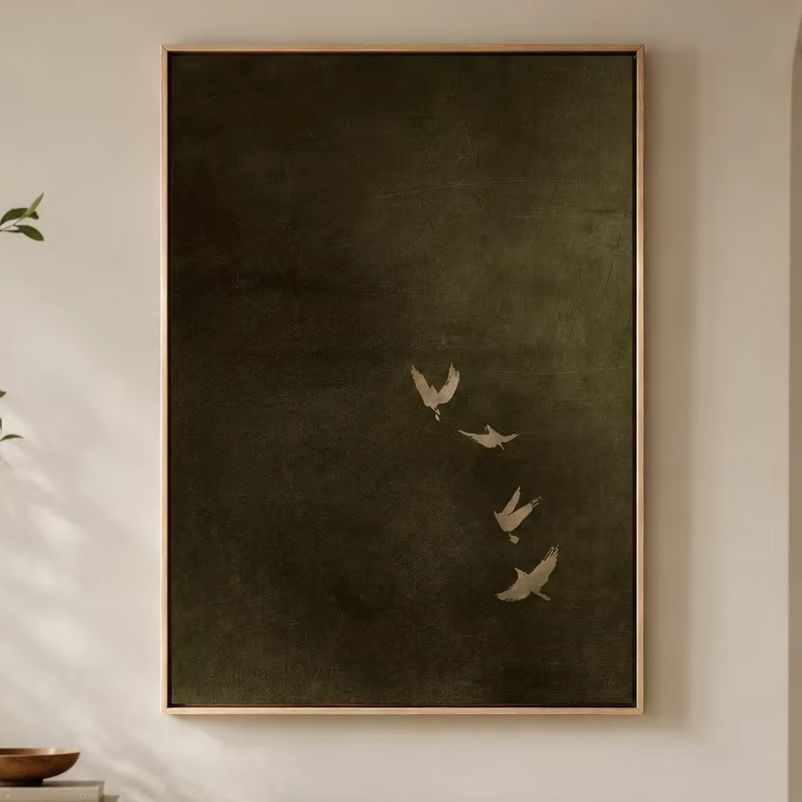 Photography Dark - Quadro su Tela con Uccello Verde
