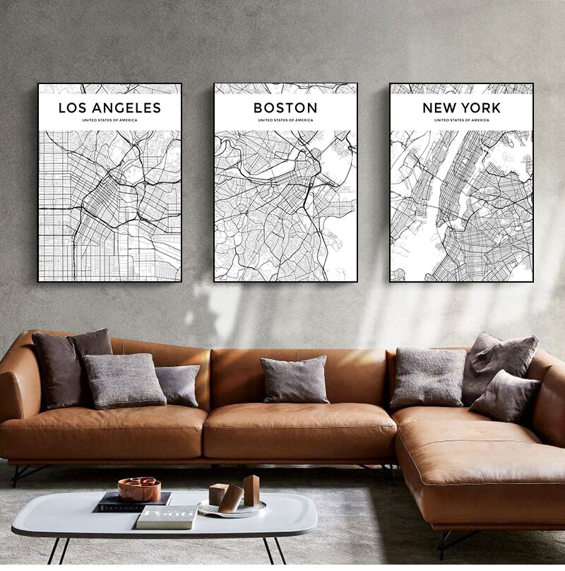 Photography Mapped - Stampe Quadri Stile Nordico per Soggiorno,