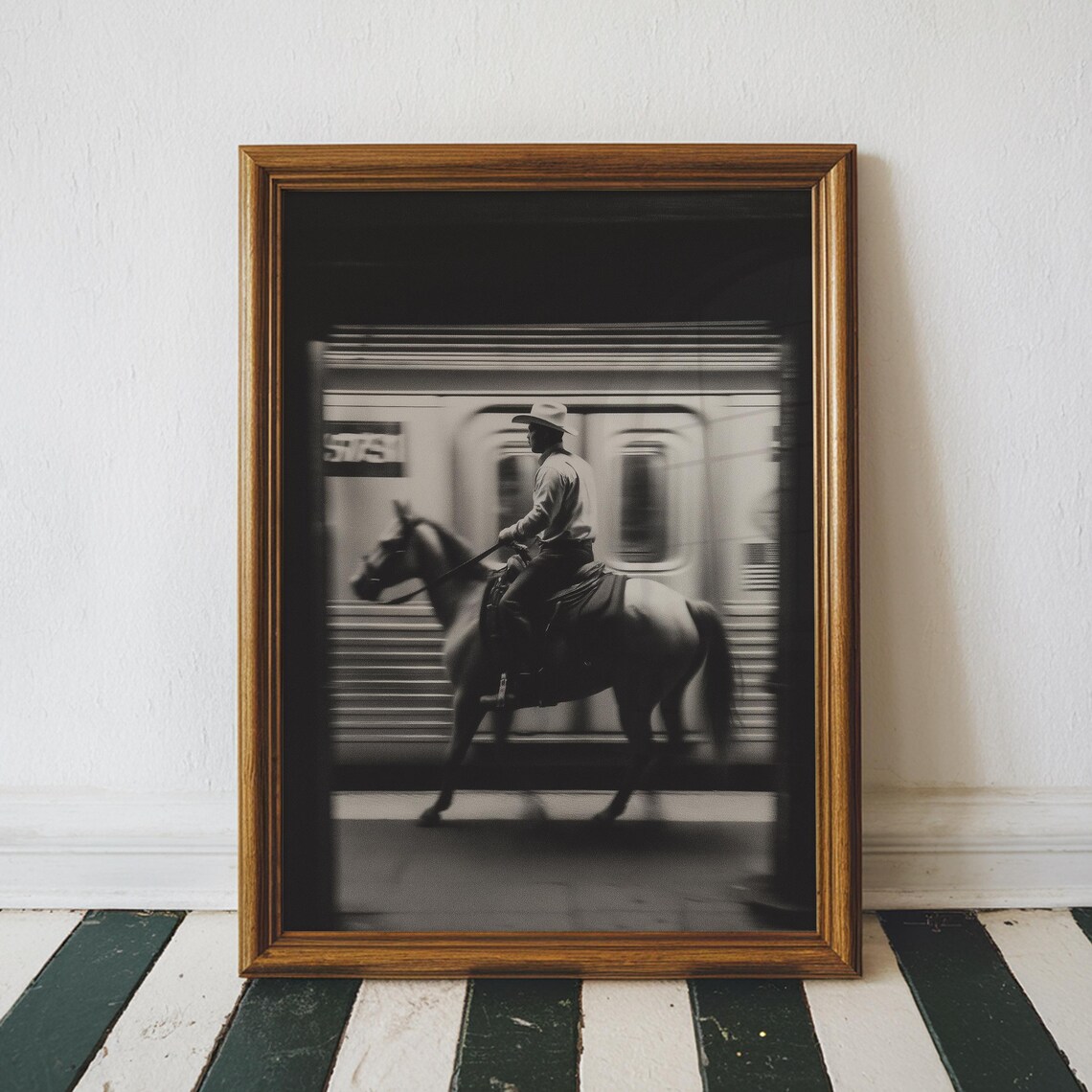 Photography New York - Vintage NYC Cowboy Metropolitana Stampa artistica