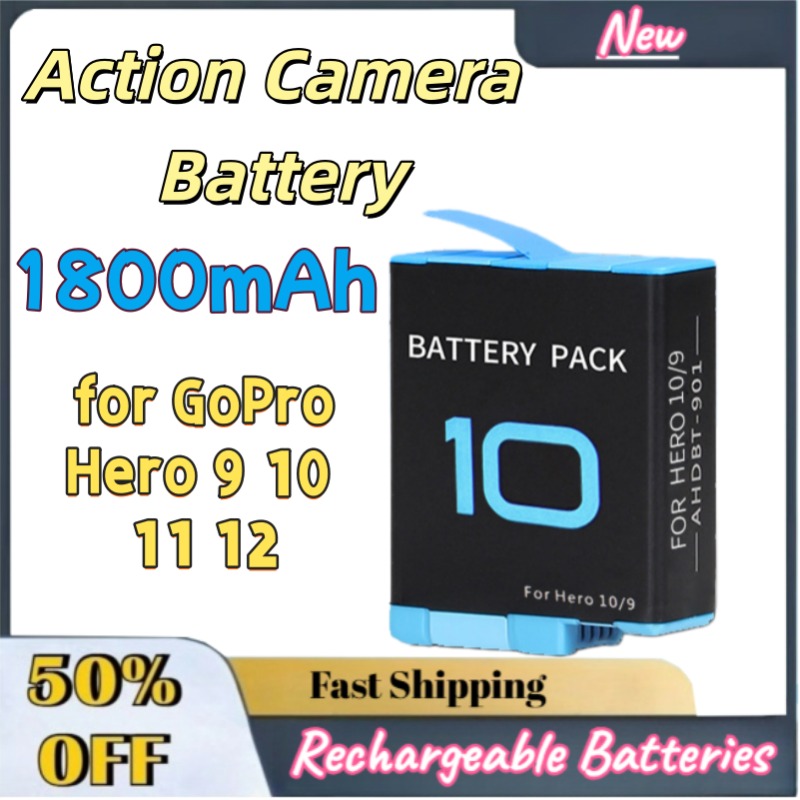 Gopro Action Camera Hero 11 Black - Caricabatterie di Ricambio da 1800mAh con