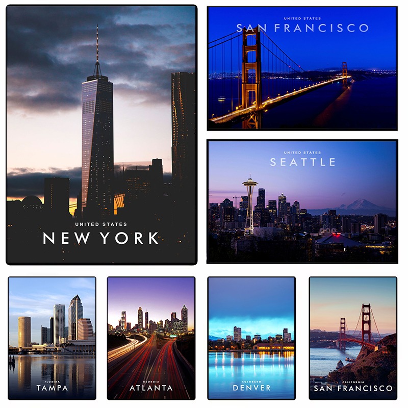 Photography New York - Stampa su Tela Stile Americano, Skyline